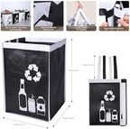 Recycle Waste Bag for Kitchen Home- Indoor Recycling Bins Trash Sorting Organizer, Reusable and Waterproof, 2 Pack