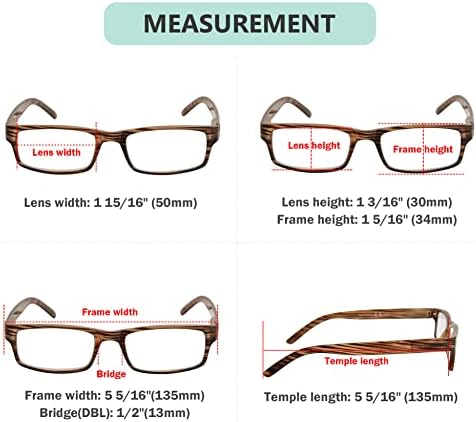 Eyekepper Spring Hinge Striped Reading Glasses (3 Pairs) Men Brown Stripe,+3.50