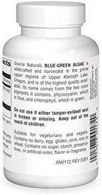 Source Naturals Blue Green Algae from Klamath Lake - Algae Superfood Supplement, 500 mg - 100 Tablets