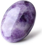 LAIDANLA Amethyst 2.4" Large Palm Stone Healing Crystals Natural Gemstones Calming Effects Energy Balancing Reiki Polished Worry Stone Cleansing Protection Anxiety Stress Relief Therapy 1PC