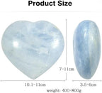 mookaitedecor Natural Blue Celestite Crystal Heart Shaped Stone, Polished Celestine Puff Hearts Crystals Ornament for Healing Home Decor Collectible, 3.97-4.33 Inch
