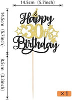 Rsstarxi 1 Pack Happy 30th Birthday Cake Topper Star Hat Glitter Cheers to 30 Years Birthday Cake Pick 30 Fabulous Cake Decorations for Happy 30th Birthday Anniversary Party Decorations