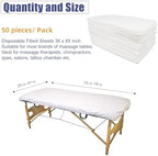 50PCS Disposable Fitted Massage Table Sheets, Heavy Duty Elastic Disposable Bed Cover, Breathable Disposable Fitted Sheets for Spa White Non Woven Fabric 36 x 85 Inch