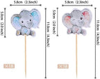 36 PCS Pink or Blue Elephant Cupcake Toppers Baby Shower Boy or Girl Cupcake Picks for Elephant Theme Gender Reveal Baby Shower Kids Boys Girls Birthday Party Cake Decorations Supplies