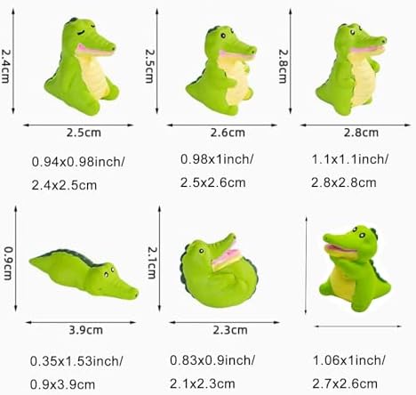 12Pcs Mini Cartoon Crocodile Figurines Miniature Alligator Figures Cute Resin Cake Toppers for DIY Fairy Garden Moss Landscape Dollhouse Birthday Party Decorations