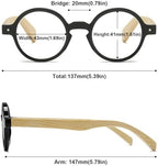 Round Wood Look Reading Glasses for Men Women Spring Hinges Retro Fashion Wood Readers with Bamboo Temples
