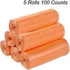 Small Trash Bags Strong Thicken Biodegradable Garbage Bag Wastebasket for Kitchen Office Home Bathroom Bedroom 100 Counts Random Color, Orange, 17.7 inch x 19.7 inch(45 x 50 cm)