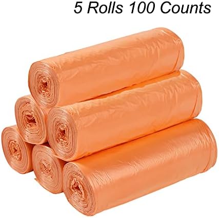 Small Trash Bags Strong Thicken Biodegradable Garbage Bag Wastebasket for Kitchen Office Home Bathroom Bedroom 100 Counts Random Color, Orange, 17.7 inch x 19.7 inch(45 x 50 cm)