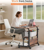 Laptop Desk Adjustable Desk Small Standing Desk Home Office Desks for Small Spaces Portable Desks Table for Bedrooms,Mobile Rolling Computer Work Desks on Wheels