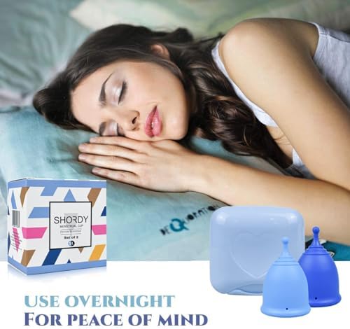 SHORDY Menstrual Cups Set of 2(Small+Large) with Box Soft Menstrual Cup & Flexible Period Cups for Women Upto 12 Hours Eco-Friendly & Safer Tampons Discs Pads Alternative Copa Menstrual (Blue)