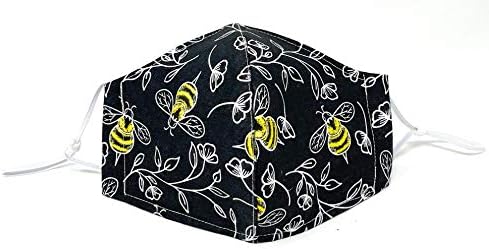 Unisex Cotton Face Covering Durable Breathable 3 Layers Reusable Washable (Bumble Bees)