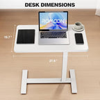 ROMOON Over Bed Table with Wheels, Rolling Adjustable Overbed Bedside Table, Mobile Standing Desk & Laptop Cart with Sturdy Frame for Hospital, Home and Small Spaces (27.6" W x 15.7" D, White)