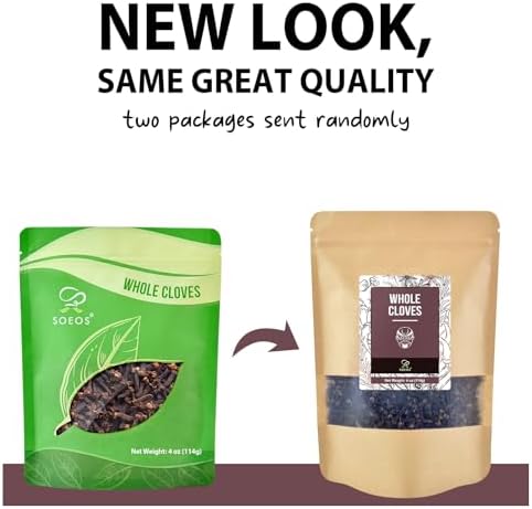 Soeos Whole Cloves 4 oz, Gluten Free, Non GMO, Kosher, Fresh Hand Picked Cloves, Great for Food and Tea