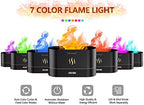 Flame Essential Oil Diffuser, Upgrade 7 Colour Lights Aromatherapy Diffuser, Super Quiet Air Humidifier, Electric Aroma Diffuser, Waterless Auto-Off for Home Office Room - Black