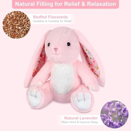 SuzziPals Heatable & Coolable Bunny Stuffed Animal, Microwavable Heating Pad Stuffed Animal for Soothing & Relaxation, Lavender Scented Bunny Plush Toy, Easter Rabbit Gifts for Kids