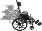 ProBasics Standard Reclining Wheelchair - Padded Detachable Desk Length Arms - 300 Pound Weight Capacity - Elevating Leg Rest, 18 x 16 inch Seat