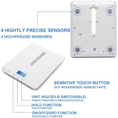 MomMed Baby Scale, Multi-Function Toddler Scale, Baby Scale Digital, Pet Scale, Infant Scale with Hold Function, Blue Backlight, Weight and Height Track