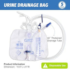 5 Pack Urinary Drainage Bag with Anti-Reflux Chamber, 2000ml Professional Adult Urine Bags for Home and Hospital Use -Catheter Bags