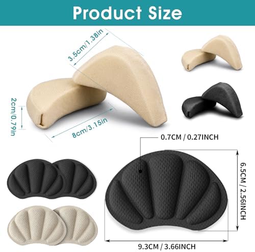 ElevateTech 8 Pcs Shoe Filler & Heel Pad Set for Too Big Shoes Inserts to Make Shoes Smaller Shoe Filler Heel Cushion Toe Inserts for LooseShoes for Men Women Heels Sneaker Pain Relief Comfort
