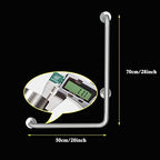 L-Shape Vertical Angle Bathroom Grab Bar, Stainless Steel Grab Rails for Shower, Handicap Support Handrail, Wall-Mounted Safety Grab Handle (20×28inch / 50×70cm)