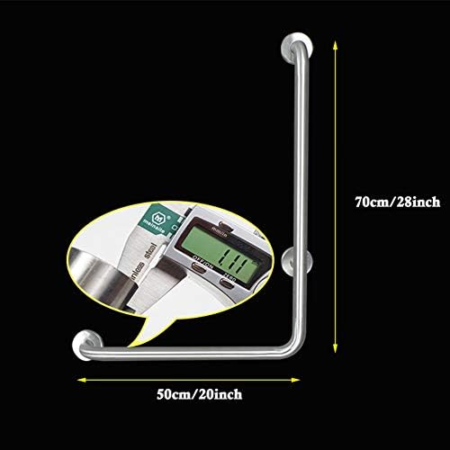 L-Shape Vertical Angle Bathroom Grab Bar, Stainless Steel Grab Rails for Shower, Handicap Support Handrail, Wall-Mounted Safety Grab Handle (20×28inch / 50×70cm)