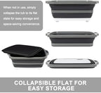 Collapsible Cutting Board with Container, Foldable Camping Sink with Colander, BBQ Prep Tub with Lid, Multifunction Dish Basin for Kitchen, Bowl, Vegetable and Fruit, 2.11 Gal/8L Storage Basket