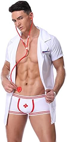 Mens Sexy Lingerie Set Role Play Nurse Doctor Fun Uniform Night Club Costume Outfit