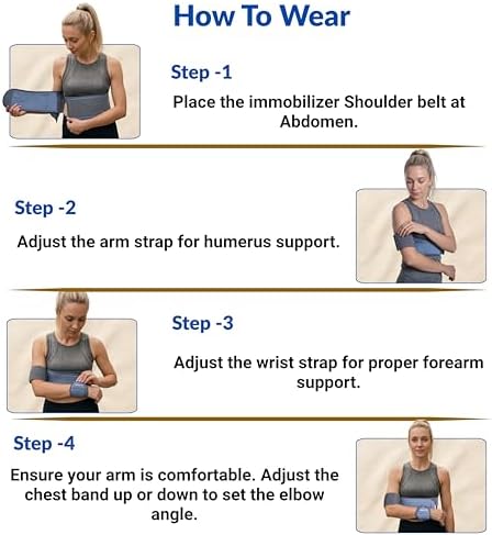 Wonder Care Grey shoulder immobilizer – arm immobilizer | breathable brace elbow | immobilizer shoulder for broken fractured arms, Size-7(58"-62")