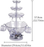 3-Tier Party Fountain Electric Stainless Steel Champagne Fountain Stainless Steel Electric Commercial Red Wine Fountains Machine with LED Light Base Includes 5 Cups for Bar/Home Party Use