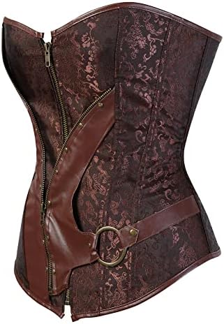 Grebrafan Sexy Zip Plus Size Steampunk Pirate Bustier Corsets for Women