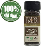 Pride of India – Brown Mustard Seed Whole – Gourmet Indian Spice – Hot & Spicy Flavor – Ideal seasoning for sauces/dips/spice blends – Easy to Use – 2.5 oz. Small Dual Sifter Bottle
