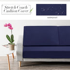 Newwiee 8 Pcs Stretch Patio Outdoor Cushion Covers Replacement for 4 Backrests and 4 Patio Cushions Covers, Waterproof Couch Sofa Slipcover Furniture Protector, Thin Fabric Breathable(Navy Blue)
