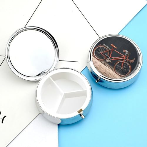 Bike Pill Box 3 Compartments Portable Travel Pill Case Mini Medicine Organizer for Pocket Purse Metal Waterproof Medicine Container Holder Vitamin Fish Oil
