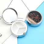 Bike Pill Box 3 Compartments Portable Travel Pill Case Mini Medicine Organizer for Pocket Purse Metal Waterproof Medicine Container Holder Vitamin Fish Oil