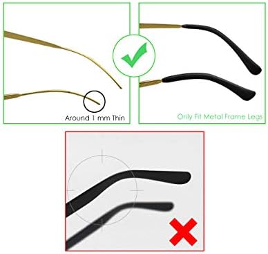 6 Pairs Temple Tips for Eyeglasses Thin (1.0 mm to 1.5 mm) Metal Temple Covers Anti-slip Silicone Glasses Earpieces Ear Sock Cushion Pieces Replacement - Black