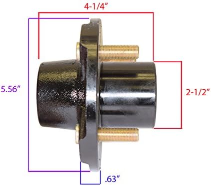 Pair of 4-Bolt On 4 Inch Hub Assembly (AKSQ-220044) Includes (2) Square Shaft 1-1/16 Inch Straight Spindles & Bearings