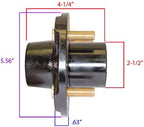 Pair of 4-Bolt On 4 Inch Hub Assembly (AKSQ-220044) Includes (2) Square Shaft 1-1/16 Inch Straight Spindles & Bearings