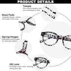 Reading Glasses for Women Men Retro Round Frame Blue Light Blocking Readers Computer Glasses with Spring Hinges