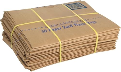 30 Gallon Lawn & Leaf 2-Ply Heavy-Duty Yard Waste Compost Refuse Paper Bags with Necessia Gardening Gloves, Eco-Friendly, Tear Resistant, Self Standing, Biodegredable, Made in USA, 30 Count