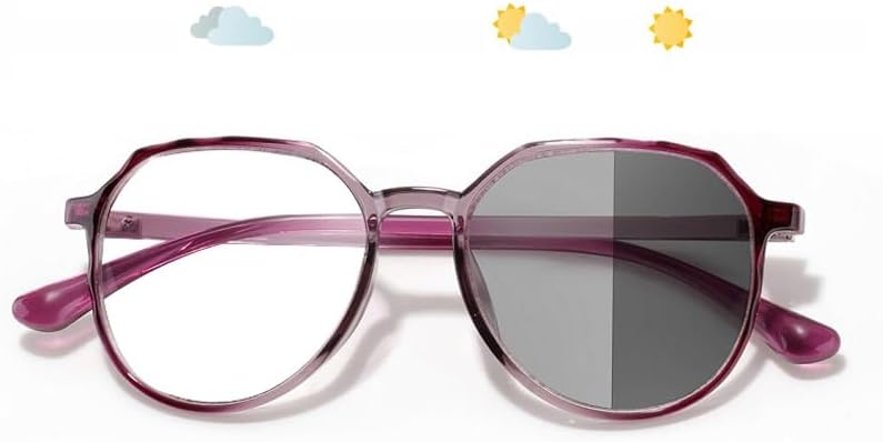 Large Frame Photochromic Sun Readers Polarized Stylish Readers Progressive Bifocal Reading Glasses Women Purple