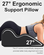 Ergonomic Memory Foam Wedge Pillow, 27° Angled Support for Neck and Waist, Multi-Position Support Pillow (Black)