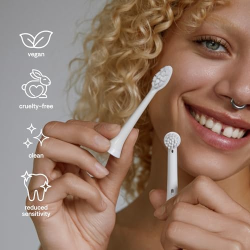 PLUS ULTRA Sonic Electric Toothbrush Replacement Heads 3 Pack – Compatible Click-On Brush Heads – Soft Bristles for Sensitive Teeth – Made with Recycled Plastic – Eco-Friendly