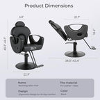 Salon Barber Chair for Hair Stylist, Reclining Salon Chair with 360° Swivel, Adjustable Height, Heavy Duty Hydraulic Hair Chair for Beauty Spa Equipment, Shampoo, Tattoo, Matte Black