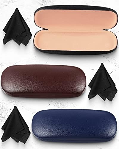 Frienda 3 Pieces Hard Shell Glasses Case Eyeglass Case Protective Sunglass Holder with Cleaning Cloth for Men Women Unisex