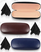 Frienda 3 Pieces Hard Shell Glasses Case Eyeglass Case Protective Sunglass Holder with Cleaning Cloth for Men Women Unisex