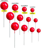 Gyufise 30Pcs Mini Balloon Cake Topper Foam Ball Cake Picks Cupcake Faux Pearl Balls DIY Cake Insert Topper Decoration for Anniversary Graduation Birthday Party Baby Shower Red