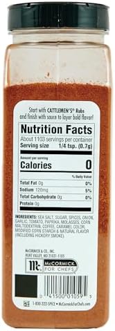 Cattlemen's Cowboy Rub, 27.25 oz - One 27.25 Ounce Container of Cowboy BBQ Rub with Hickory Smoke, Molasses and Coffee Flavor, Perfect for Brisket, Chicken or Beef