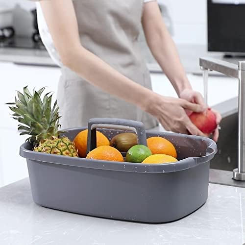JiatuA Large Cleaning Supplies Caddy Portable Shower Basket Supply Organizer with Handle Plastic Bucket Tool Storage for Bathroom, Bedroom, Kitchen, College Dorm, Garden, Dark Gray