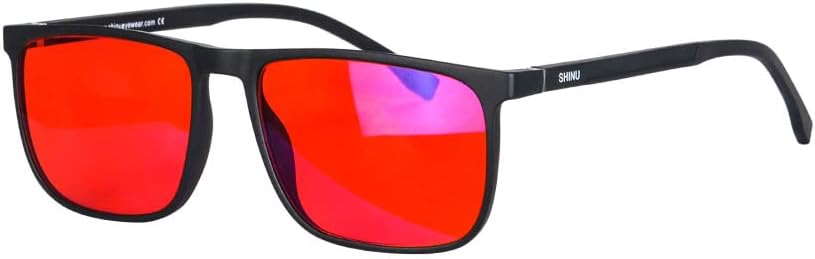 SHINU Good Sleep Blue Light Blocking Glasses Men Red Lenses Anti Green Light Eliminate Eye Strain Glasses Bluelight 078RD