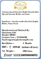 Ghasitaram Gifts Valentines Gift Valentines Day Chocolates for Girlfriend/Boyfriend/Husband and Wife Valentines Special Chocolate Marble Chocolate Bark Big with Chocolate Brittles and Nutties
